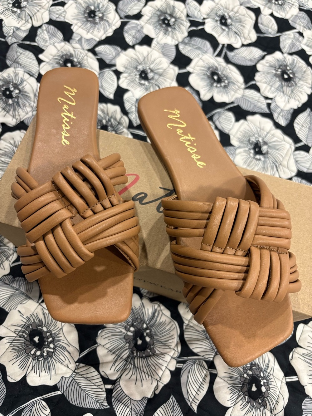 Matisse Cognac Braided Slide Sandals